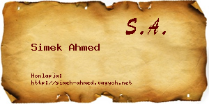 Simek Ahmed névjegykártya